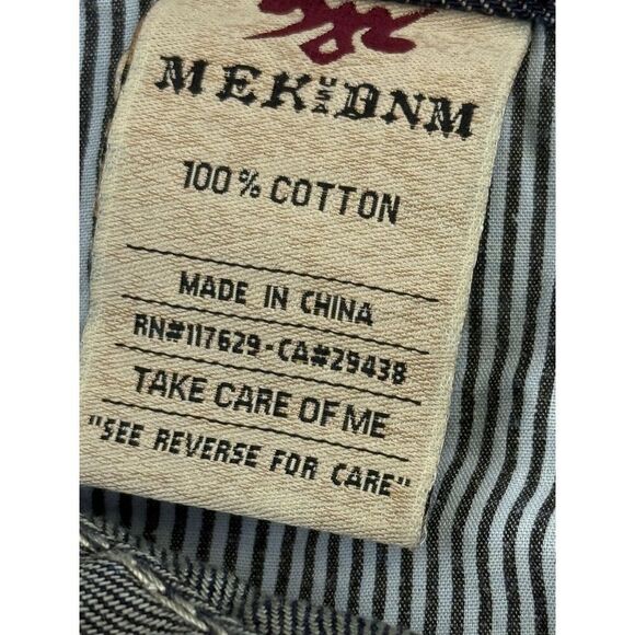 MEK Denim Jeans Mens 36x34 Blue Tetouan Straight Leg Contrast Stitch Distressed - Picture 9 of 15